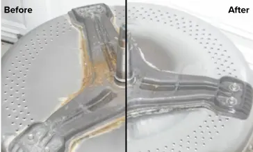 Before and after washer drum cleaning