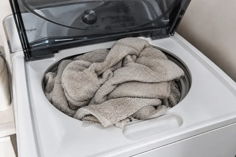 Overloaded top load washer with towels