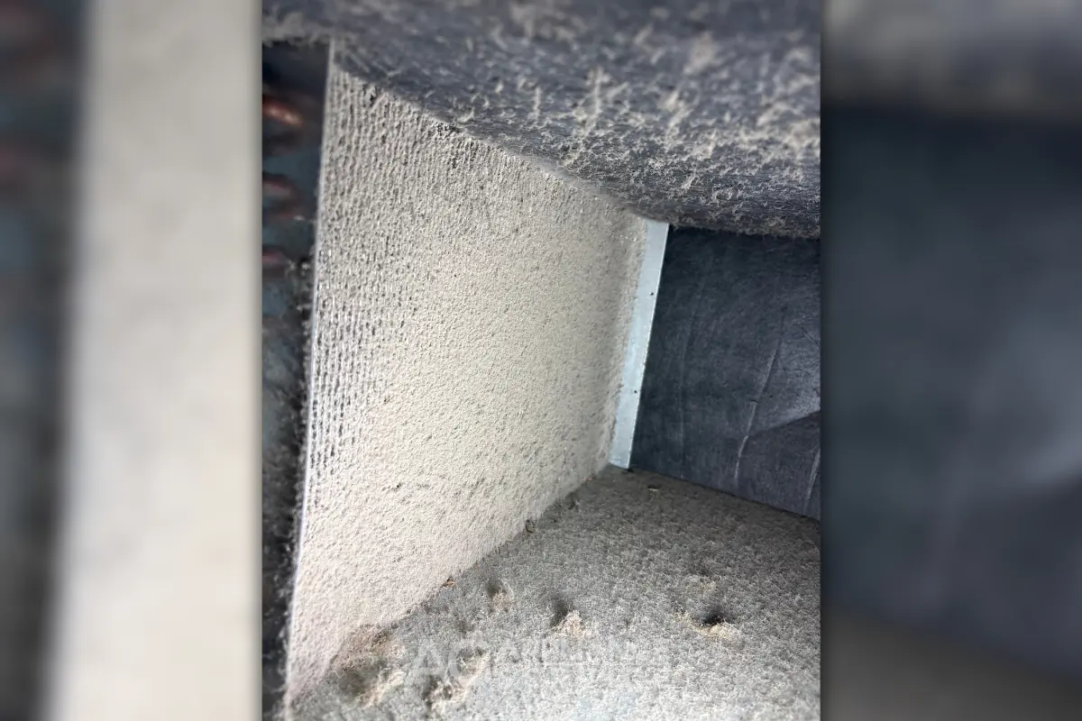 Sub-Zero condenser coils heavily clogged with dust and debris before cleaning
