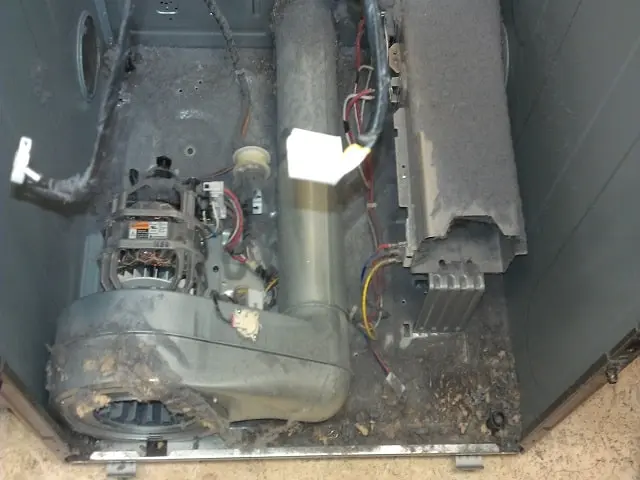 Dryer housing before cleaning