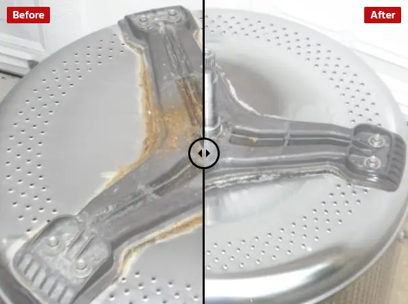 Washer drum before and after cleaning